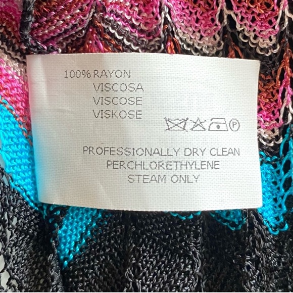 Missoni Chevron Coverup Black Pink Turquoise Purple Knit Sleeveless Dress 46 10 - Picture 14 of 15